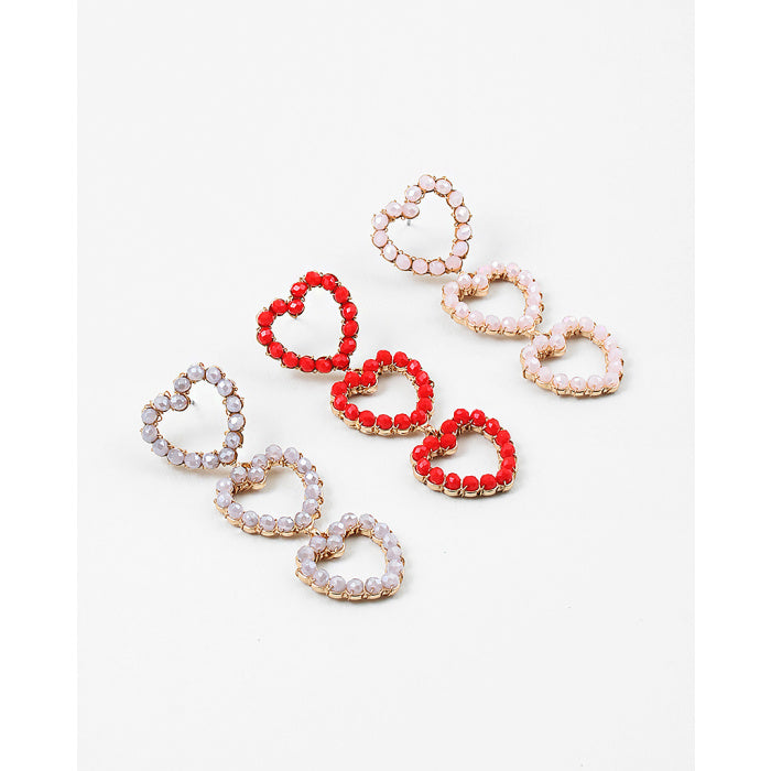 Triple Heart Drop Earrings