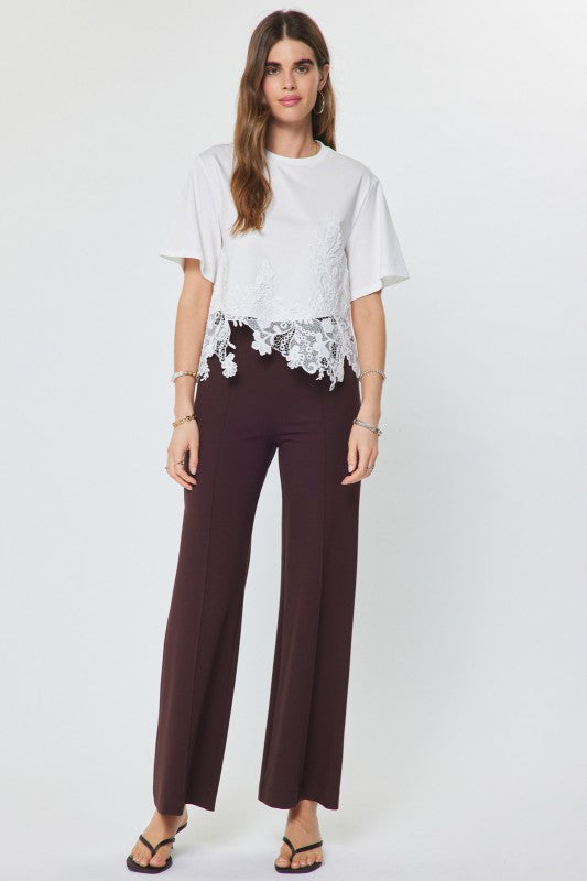 Lace Hem Tee in White