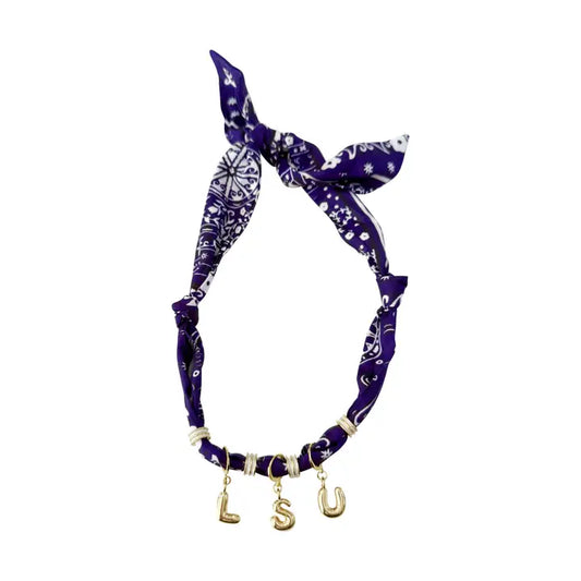Scarf Necklace with LSU Bubble Letters