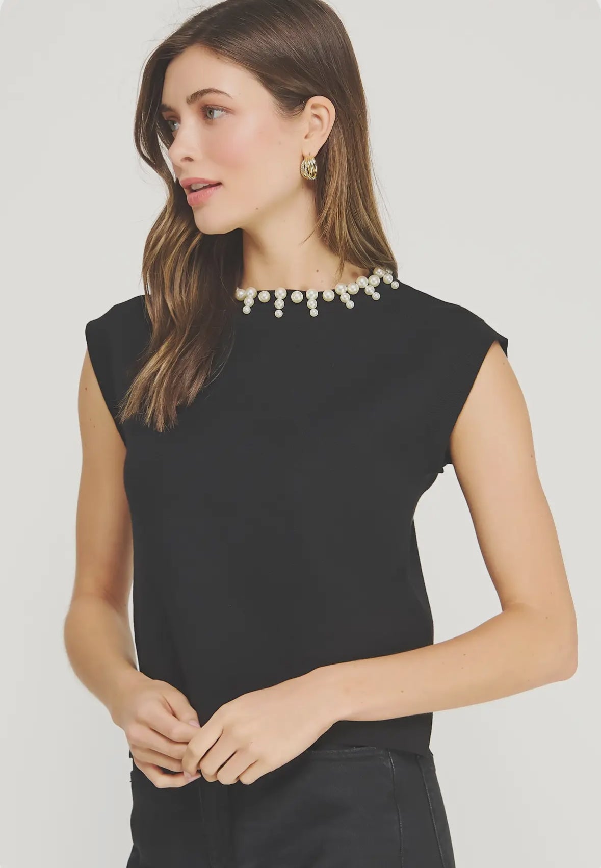 Pearl Trimmed Jewel Knit Top