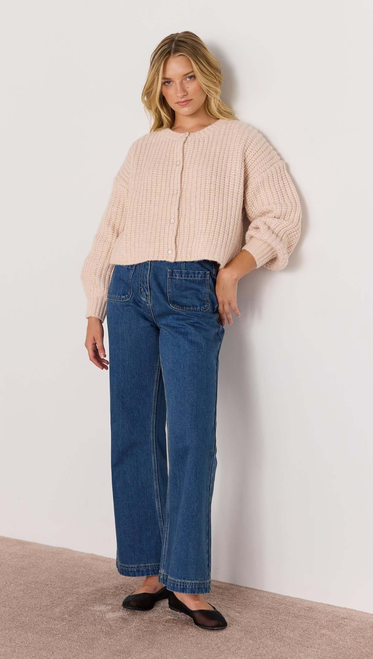 Marlo Chunky Cardigan- Blush Pink