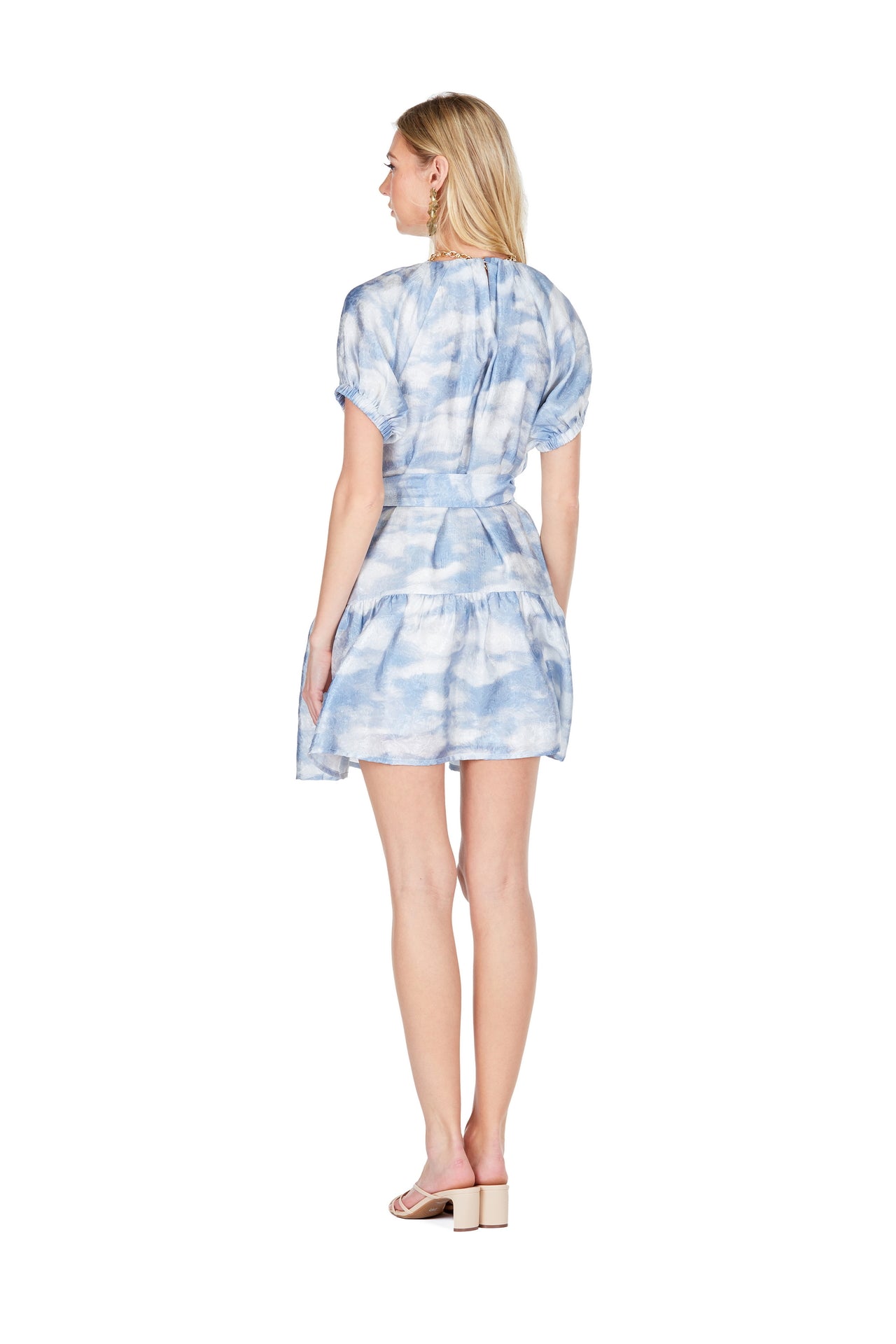 Clouds Ruched Round Neck Dress