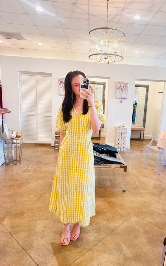 Gingham Puff Sleeve Dress