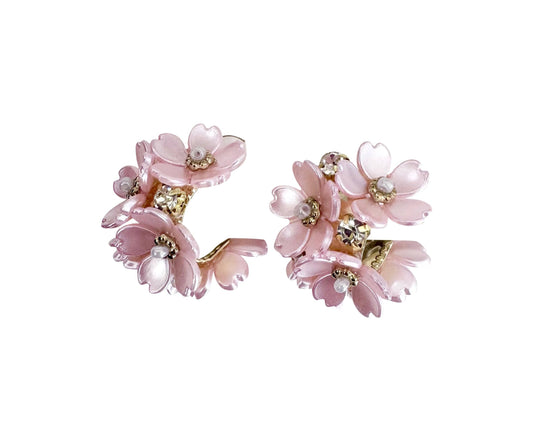 Princess Flower Hoop Earring - Pink