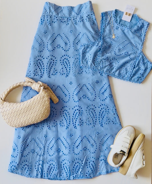 Aden Eyelet Set in Blue