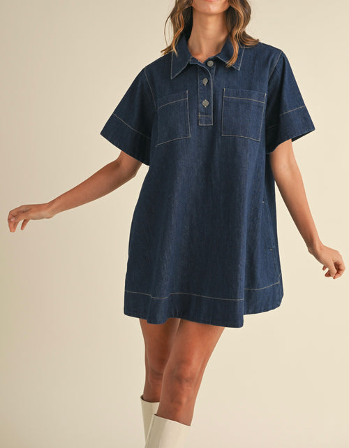 Denim Flared Mini Dress