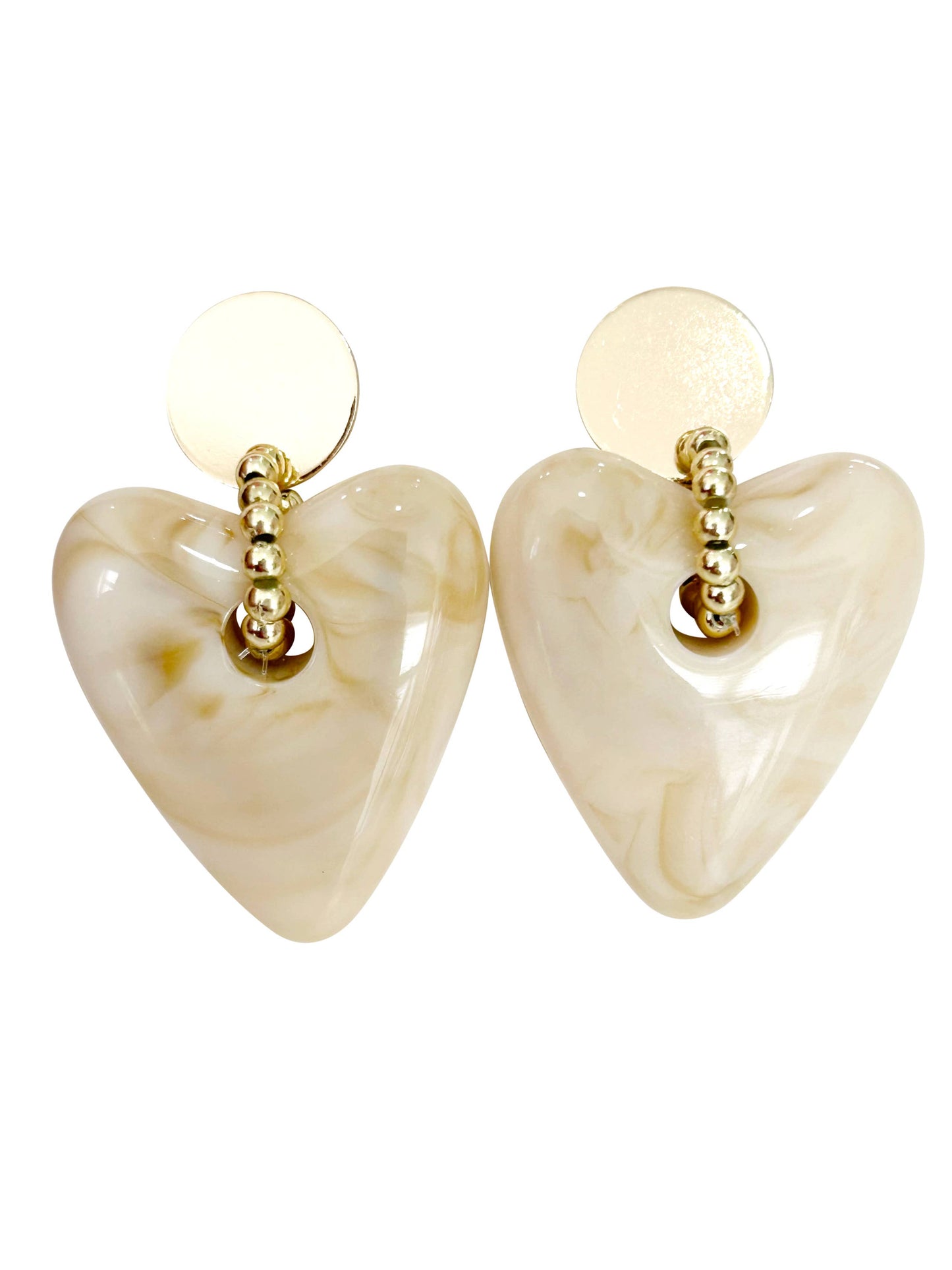 Teddy Heart Earrings- Cream