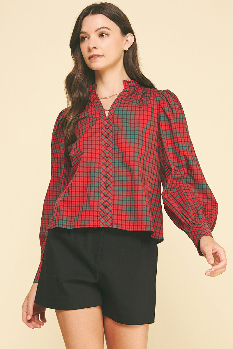 Plaid Button Down Blouse