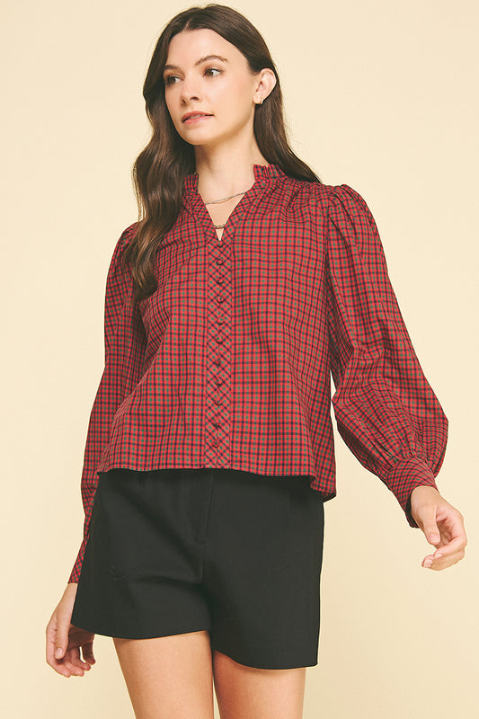Plaid Button Down Blouse