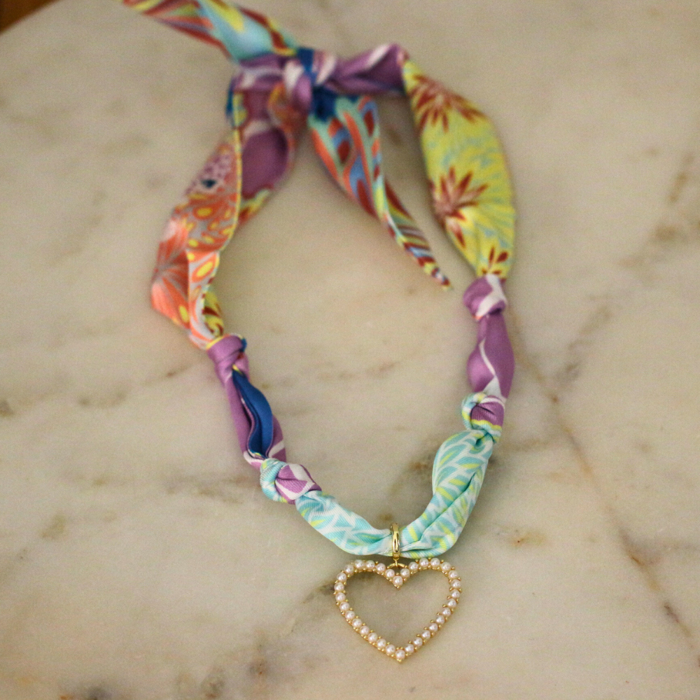 Sunset Garden Scarf Necklace: Cross