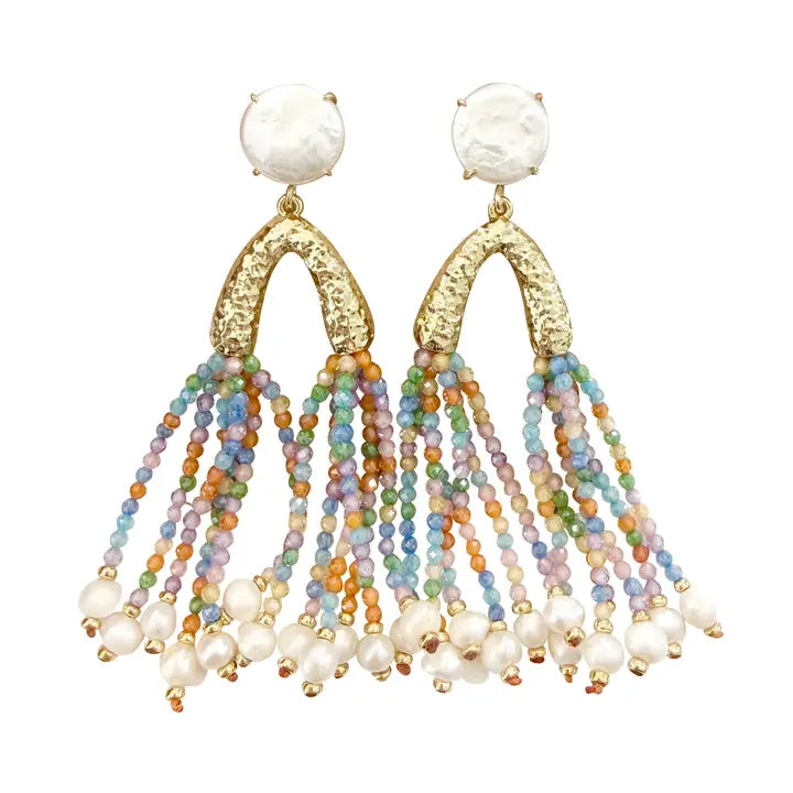 Paris Pearl Beaded Tassel Earrings