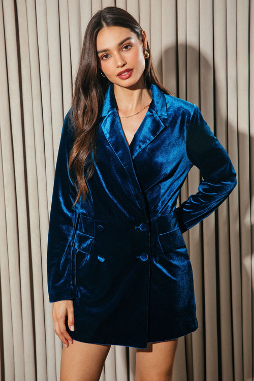 Double Breasted Velvet Romper