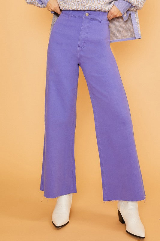 Purple Wide Leg Stretch Denim