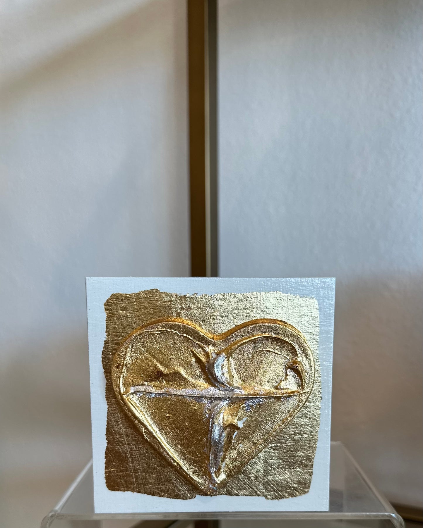 4x4 wood canvas + clay heart