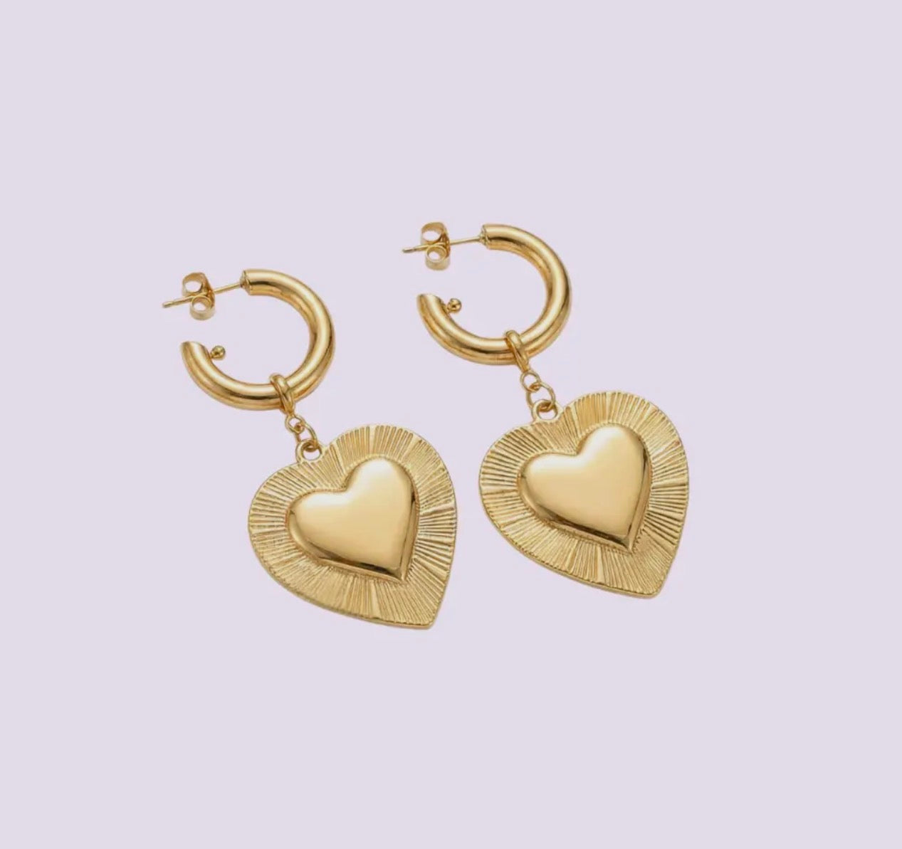 Textured Heart Hoop Earrings