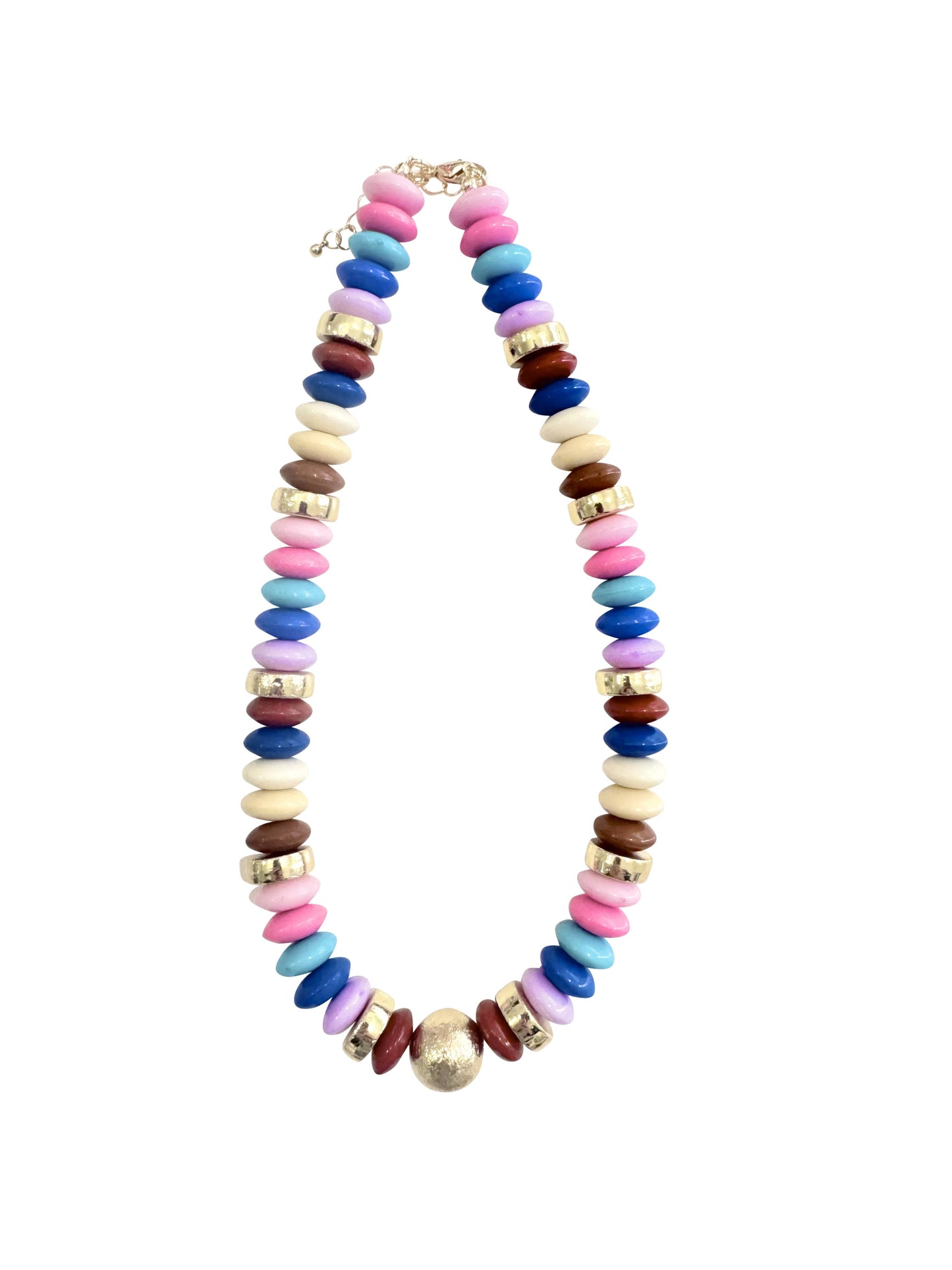 Tobie Beaded Disc Necklace- Neutral