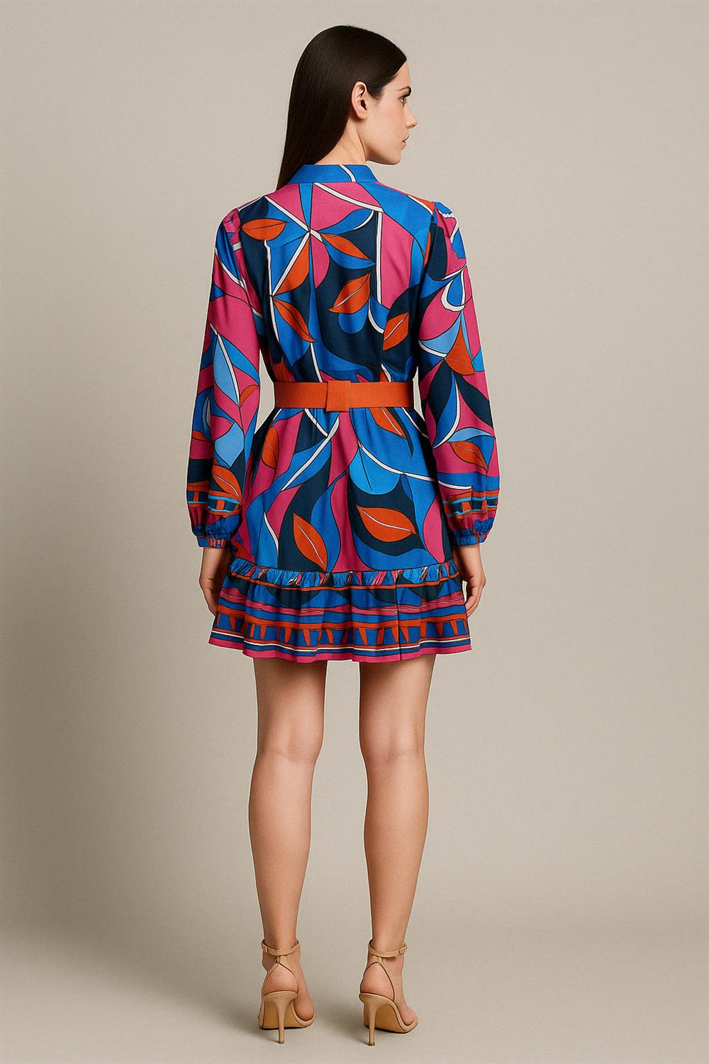 Pink Geo Satin Shirtdress