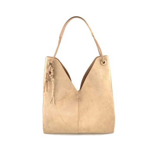 Reversible Suede/Faux Leather Hobo Bag