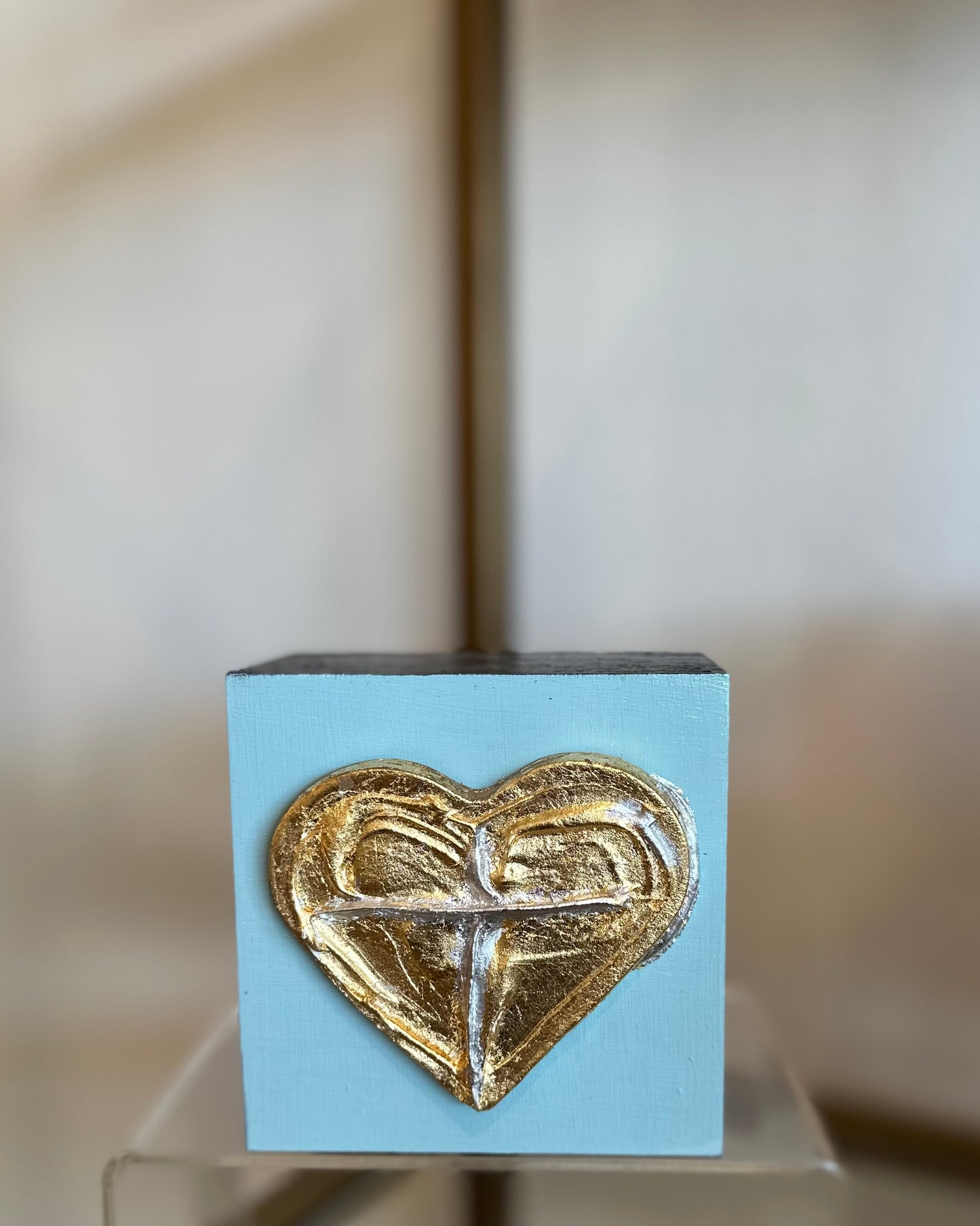 4x4 wood canvas + clay heart