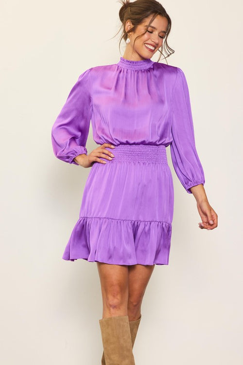 Purple Smocked Waist Dress