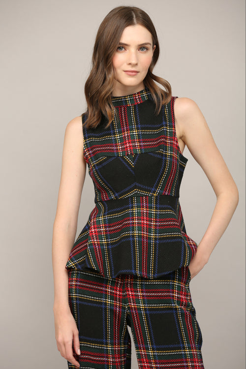 Tartan Plaid Peplum Top