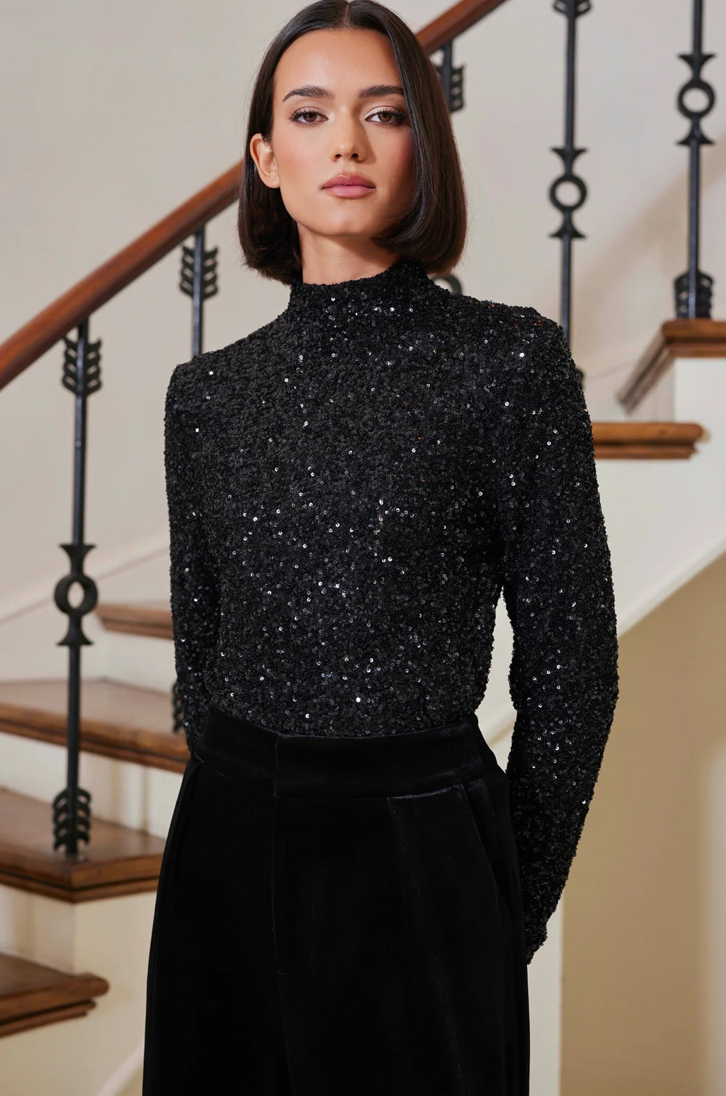 Sublime Funnel Neck in Caviar