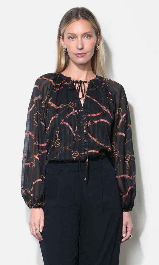 Belle Printed Tie Neck Blouse