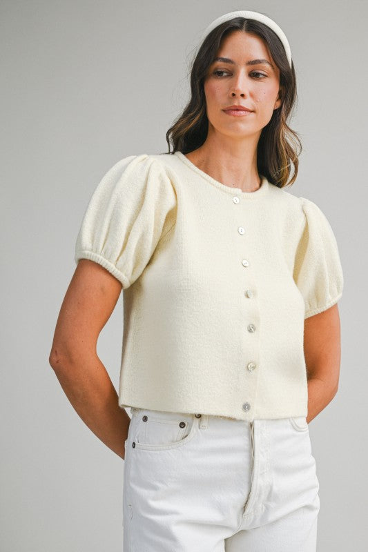 Yellow Crew Neck Knit Top