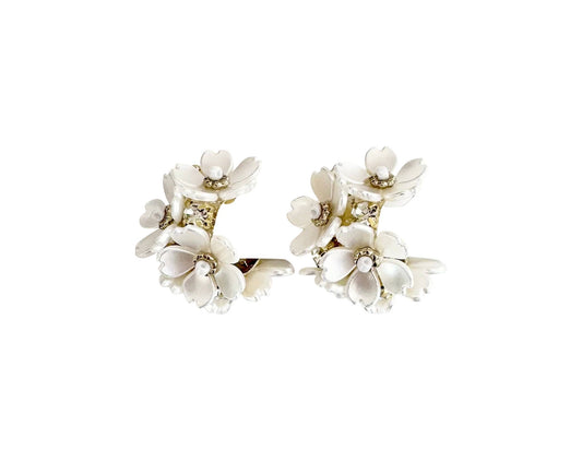 Princess Flower Hoop Earring - White