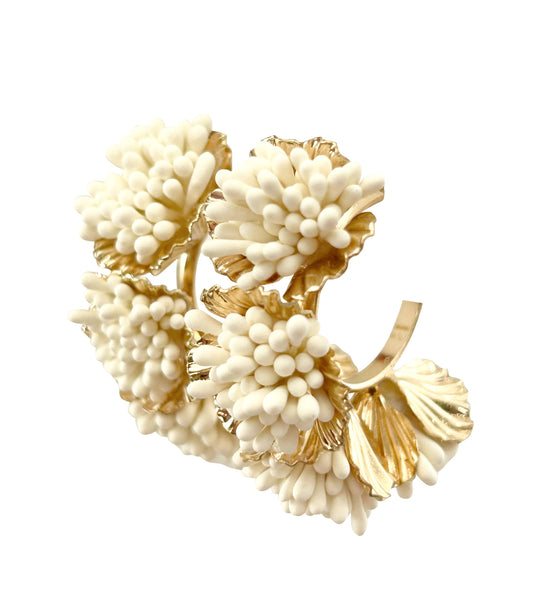 Maxine Floral Hoop Earring - Cream