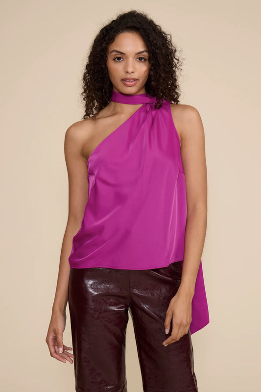 Elma Tie Neck Top in Magenta