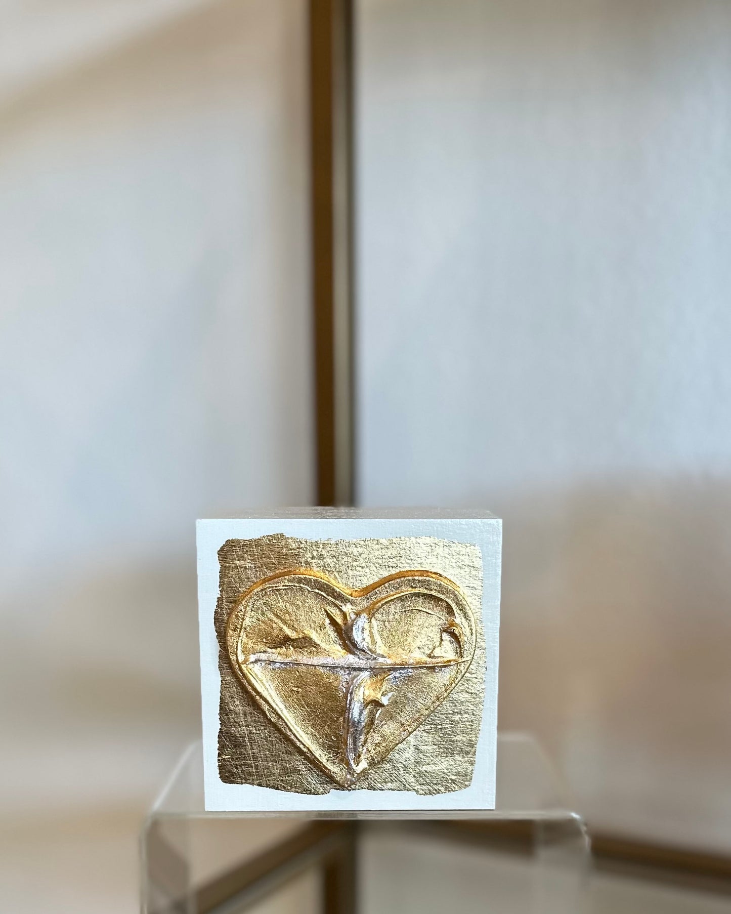 4x4 wood canvas + clay heart