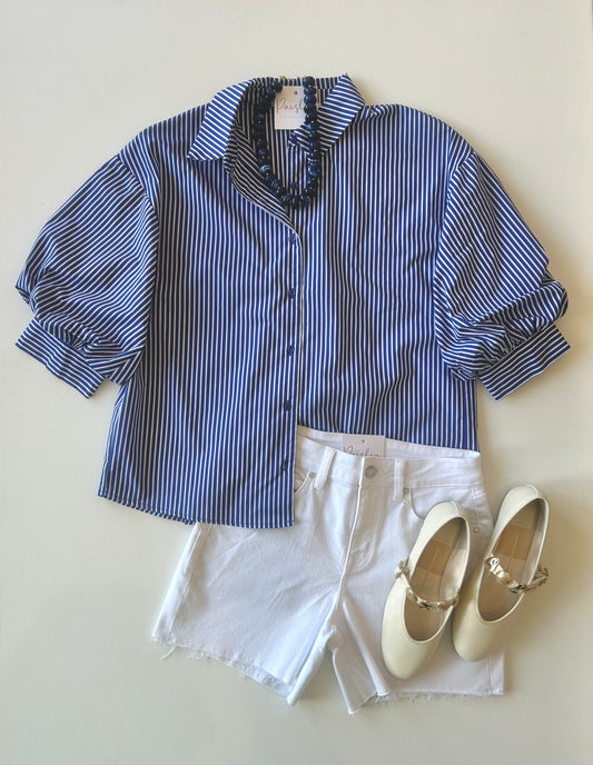 Indigo Striped Button-Up Shirt