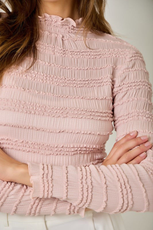 Lettuce Edge Knit Top In Rose
