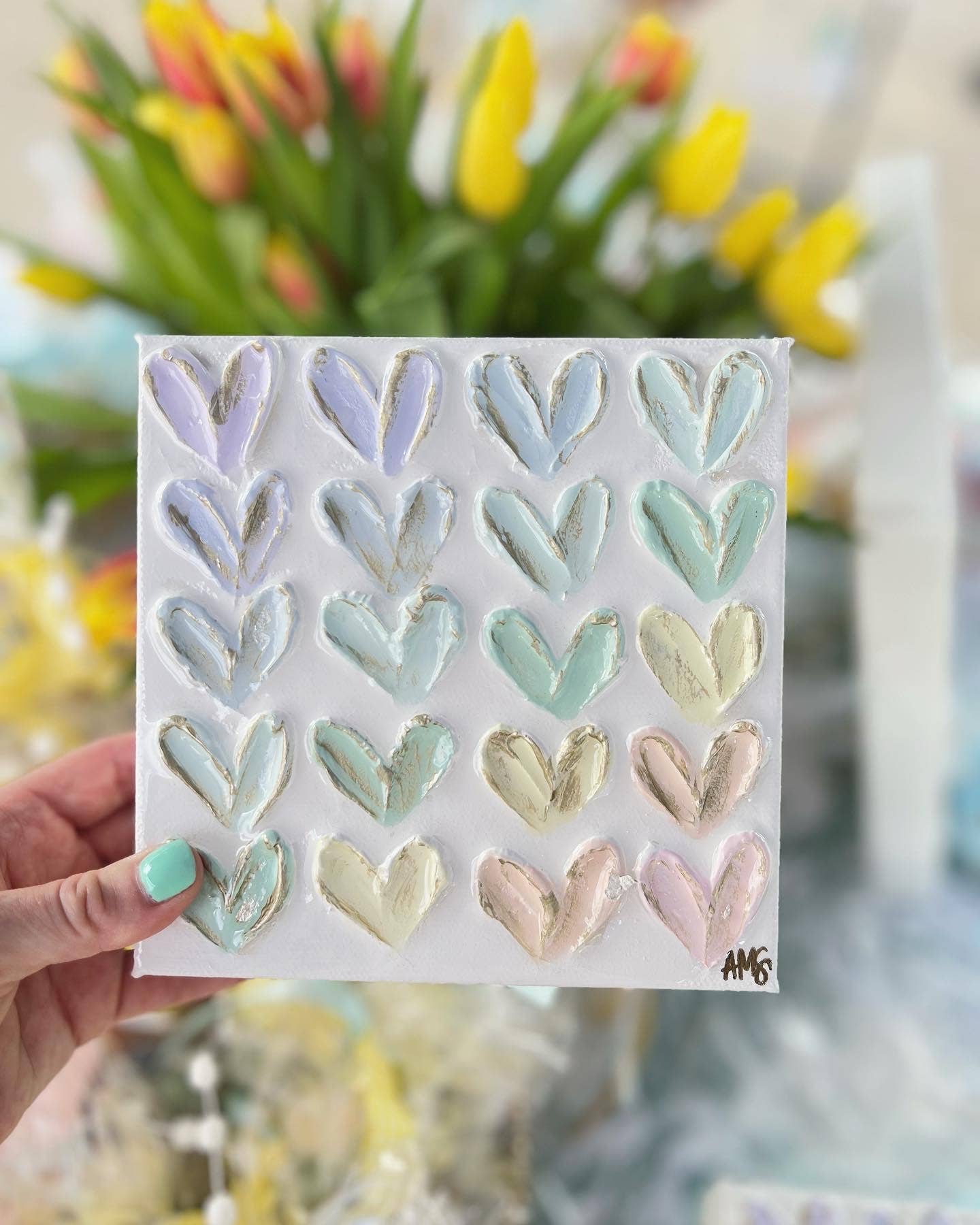 Canvas - 6x6 inch Pastel Heart Painting