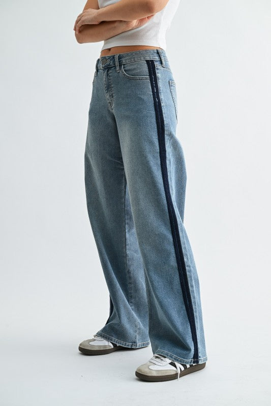 Mid Rise Tuxedo Sweat Pants