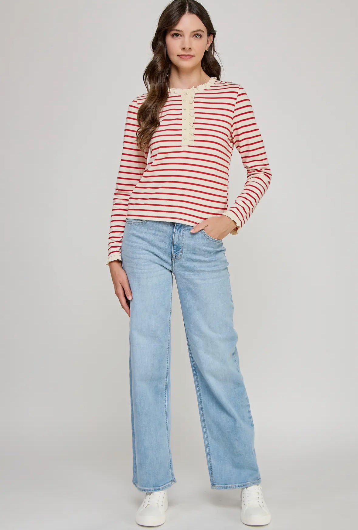 Henley Striped Top