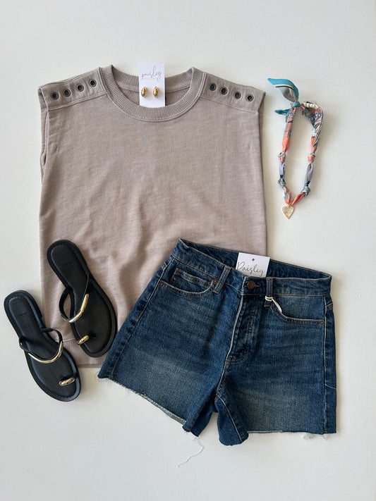 Fossil Grommet Crewneck Top