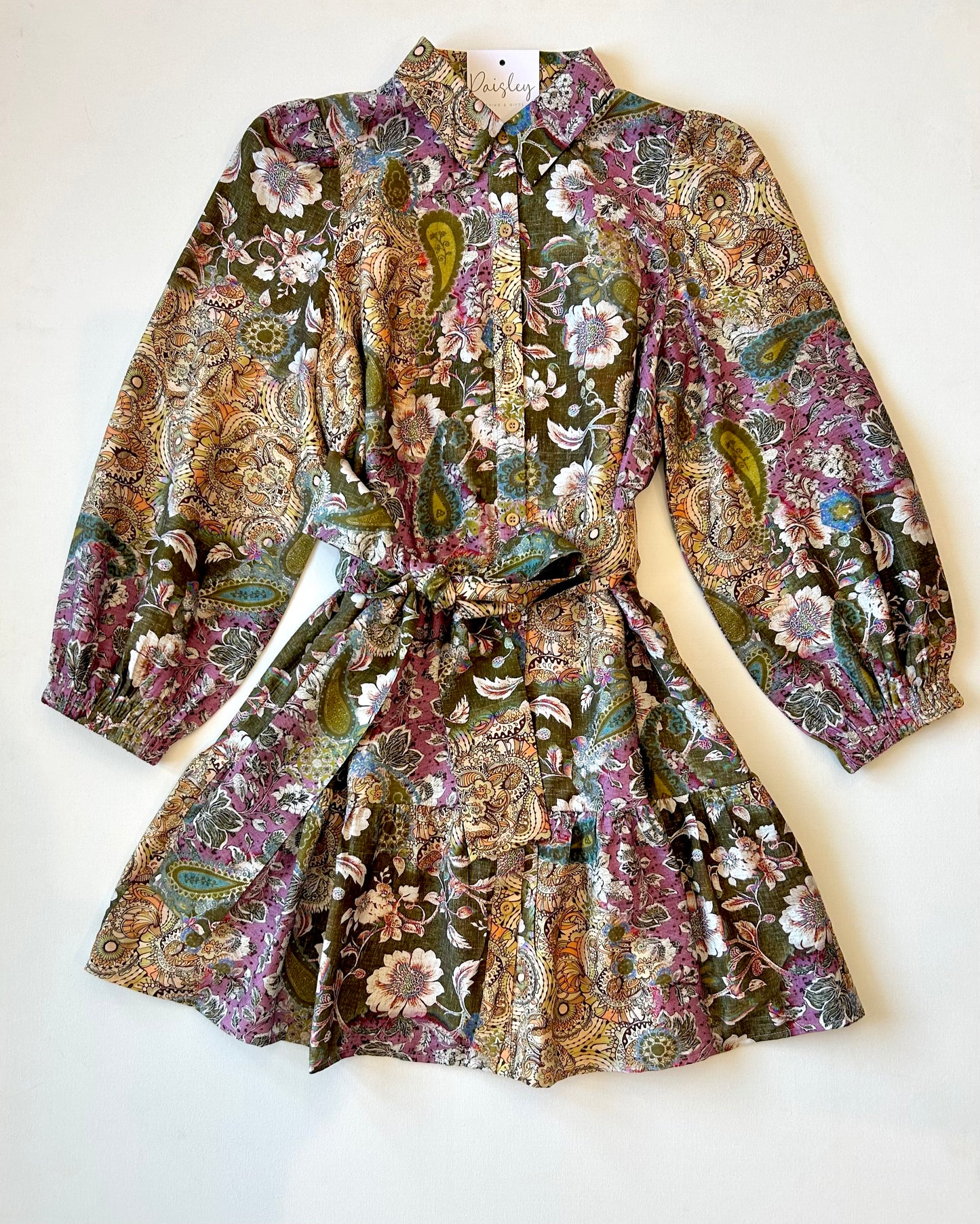 Plum Mosaic Shirt Dress