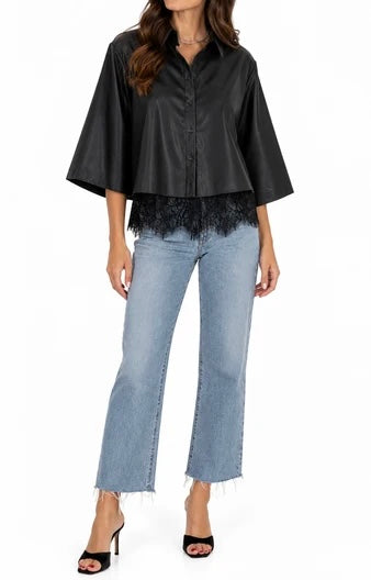 Nick Faux Leather Button Down
