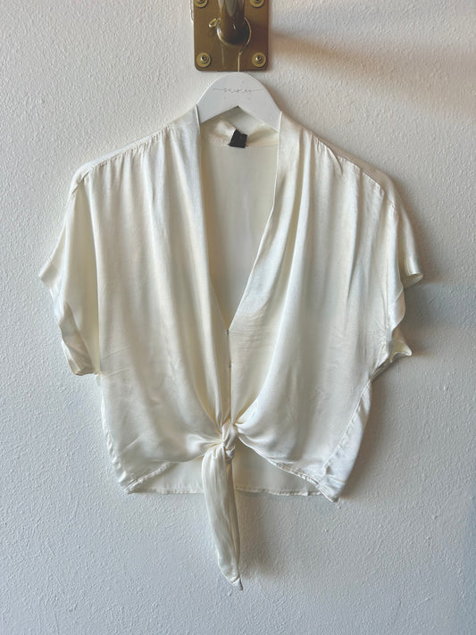 Drop Shoulder Tie Wrap Top