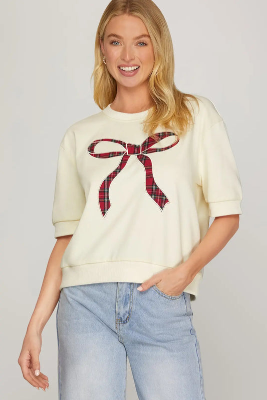 Christmas Plaid Bow Top