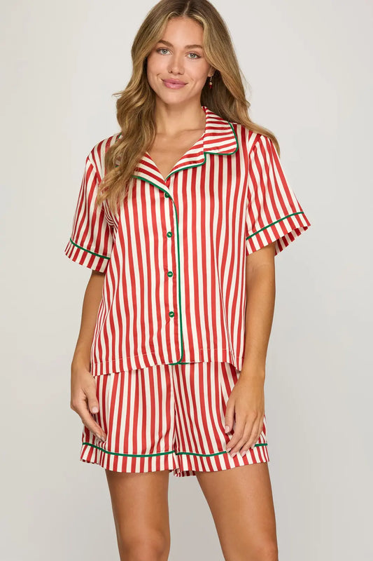 Christmas Striped Pajama Set