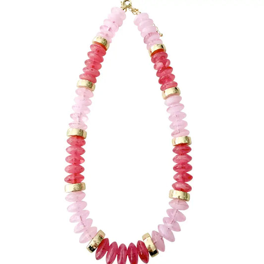 Calloway Beaded Disc Necklace In Pink