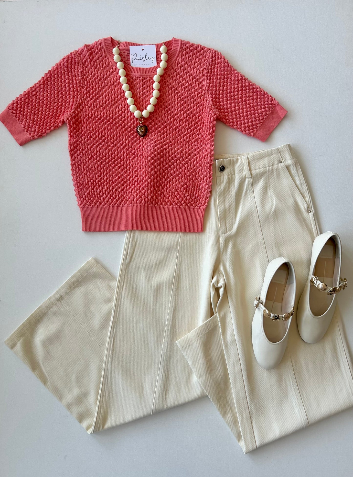 Elise Knit Top in Coral