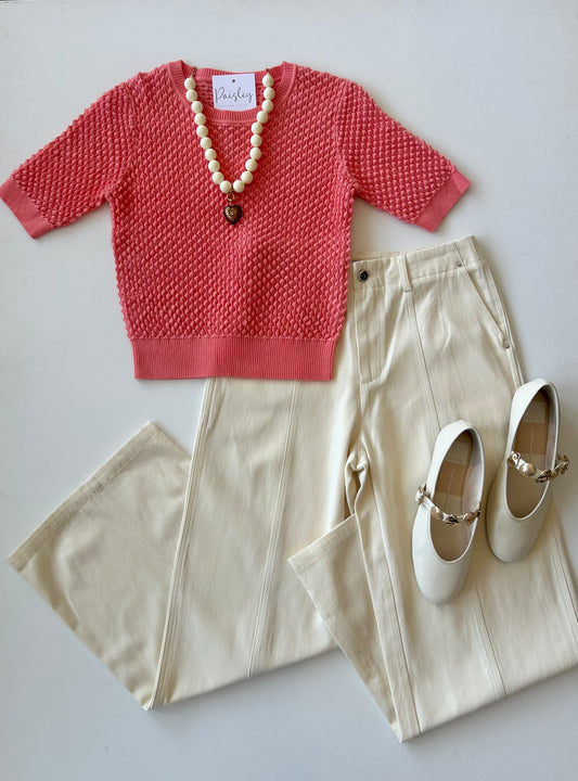 Elise Knit Top in Coral