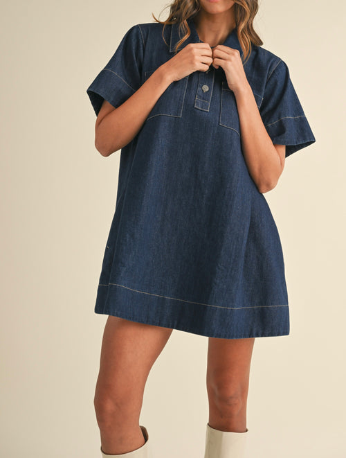 Denim Flared Mini Dress