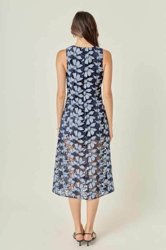 Niles Powder/Navy Blue Overlay Dress