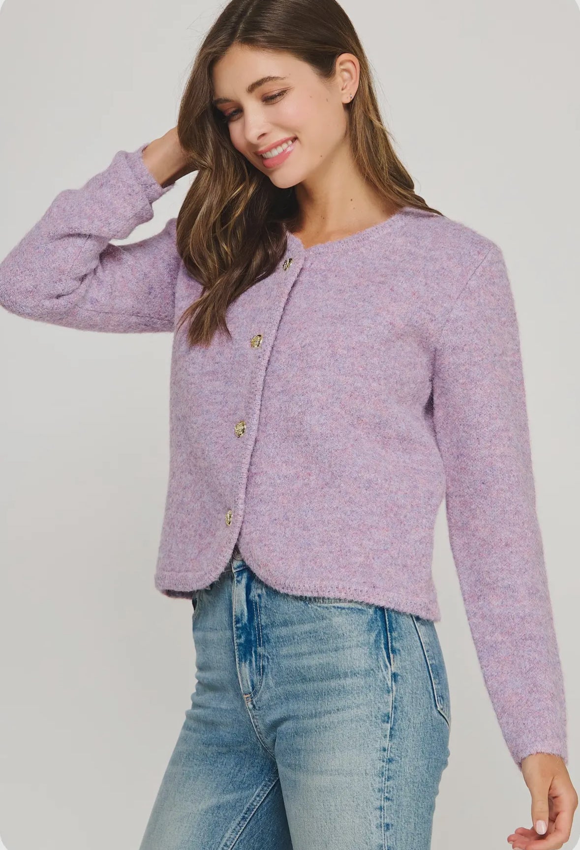 Lavender Melange Cardigan