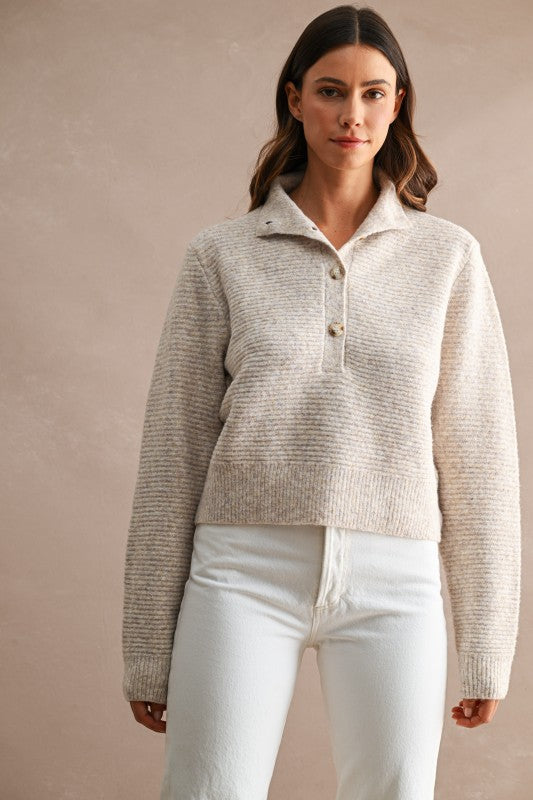 Taupe Ribbed Sweater Top